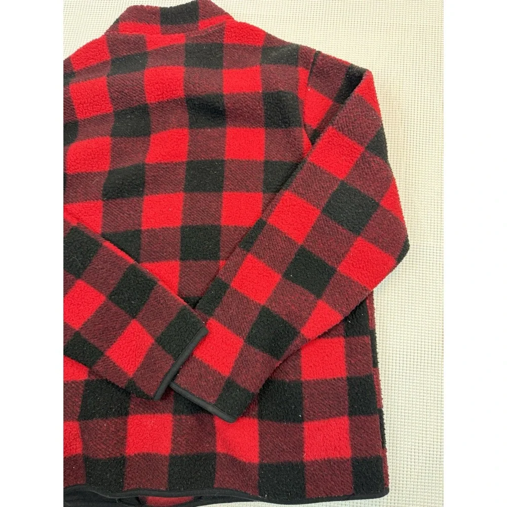 Old Navy Buffalo Plaid Fleece Pullover Mens XXL Red Black 1/4 Zip Sweater